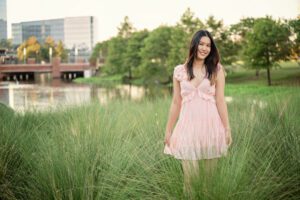 Hughes Landing sunset senior photos Woodlands TX
